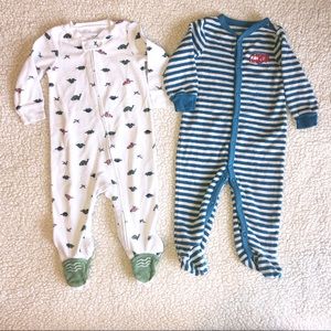 Set of Two Carter’s Footed Baby Pijamas